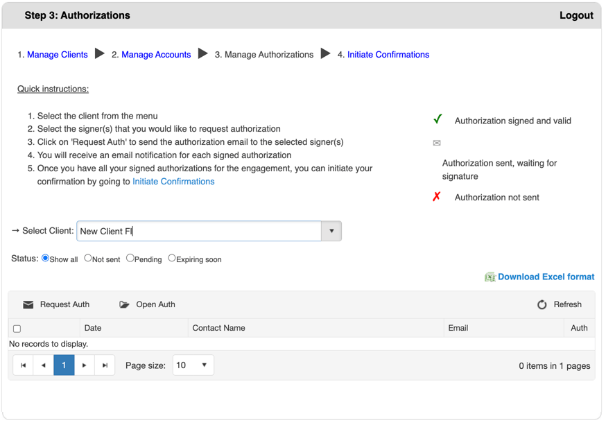 Commercial Requestor - Step 3: Authorizations